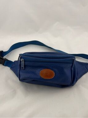 Vintage Nas Bag Navy Blue Belt Bag with Brown Accent